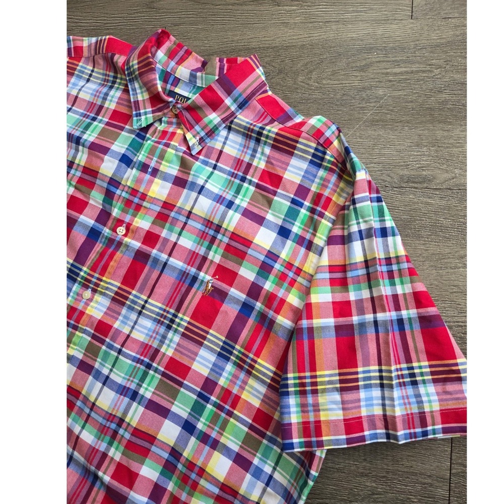 Polo Ralph Lauren Button Down Mens 2XLT Multi Plaid Short Sleeve Tall